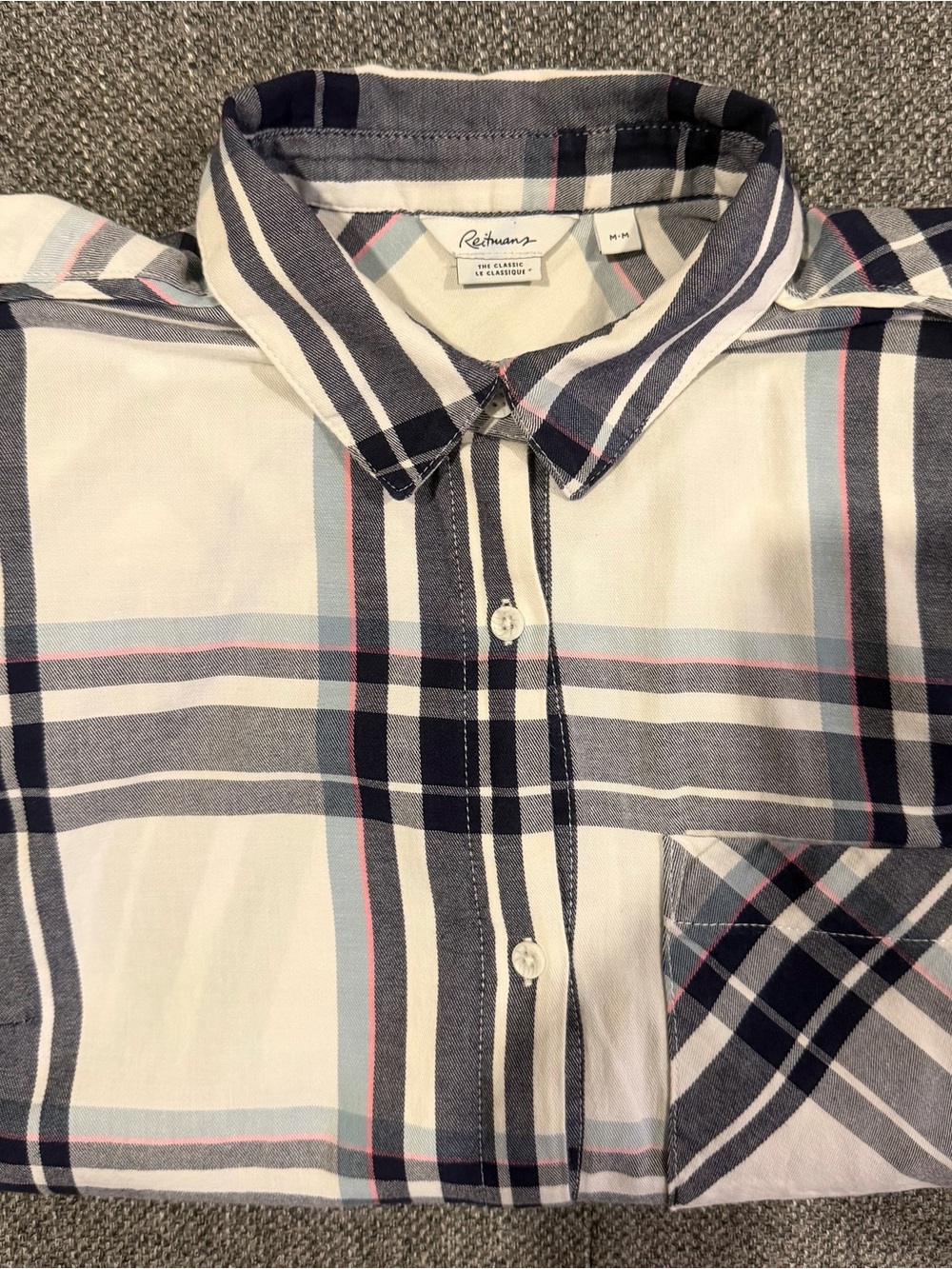 Reitmans Women’s Navy & White Plaid Button-Up Shirt